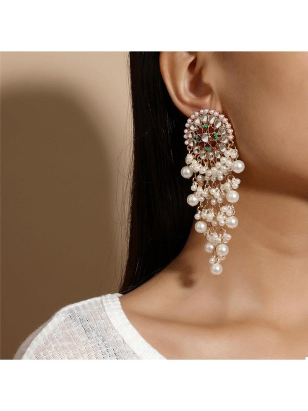 Pearl Fringe Dangle Earrings